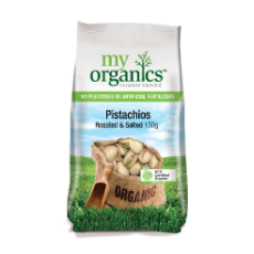  MY ORG PISTACHIOS DRY R&S 150G (6 X 150G) .