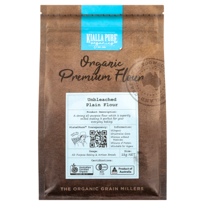 FLOUR PLAIN UNBLCH ORG (8x1KG) KIALLA BRAND