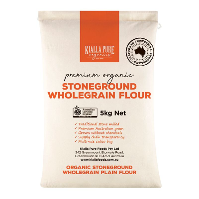 FLOUR PLAIN W/G ORG CALICO 5KG KIALLA BRAND CALICO
