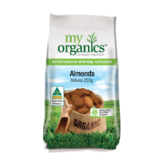 MY ORG AUS ALMONDS NAT 250G (6 x 250G) .
