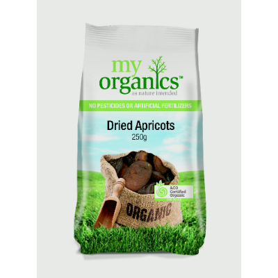 MY ORG APRICOTS 250G (6 x 250G) .