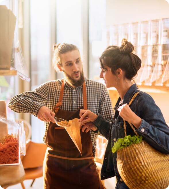 Customer shopping for healthy snacks